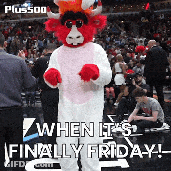 Bull Mascot Says When It's Finally Friday GIF