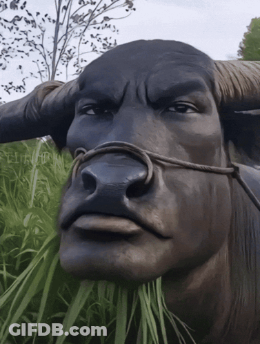 Bull Statue With Rope Around Neck GIF