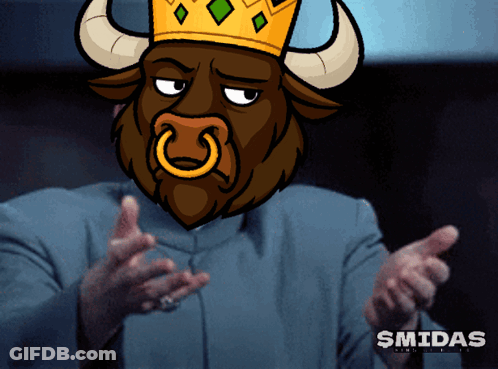 Bull Wearing Crown And Nose Ring Saying Smidas GIF