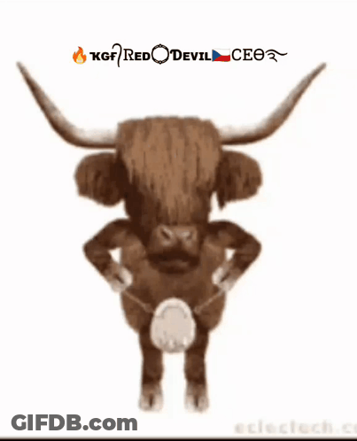 Bull With KGF Red Devil CEO Text GIF