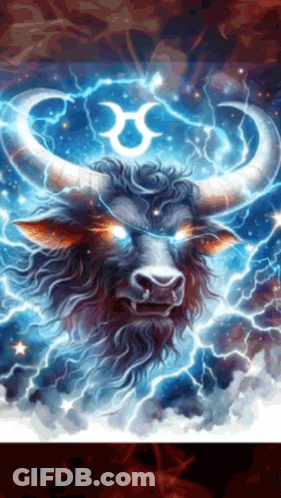 Bull With Lightning And R Horns GIF