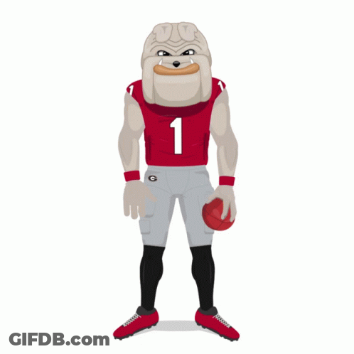 Bulldog In Number 1 Jersey Holding Football GIF
