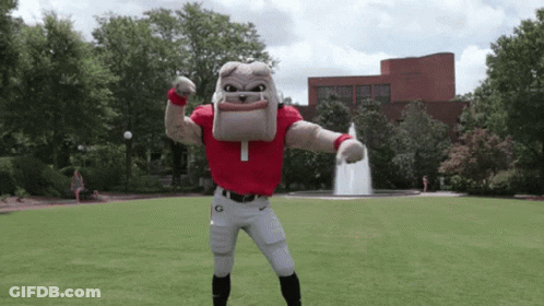Bulldog Mascot Flexing Muscles GIF
