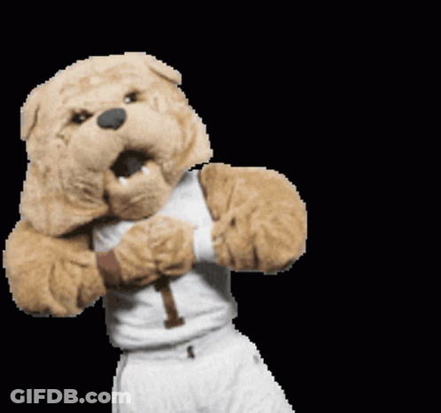 Bulldog Mascot In White Number 1 Shirt GIF