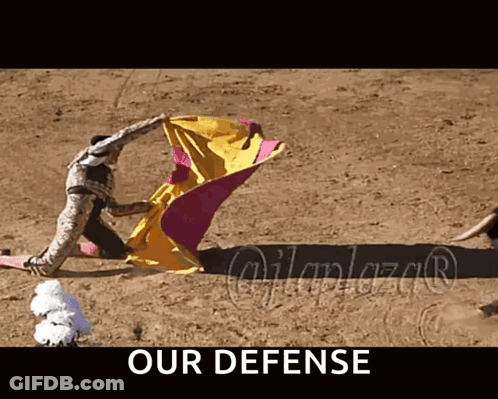 Bullfight Poster Saying Our Defense GIF