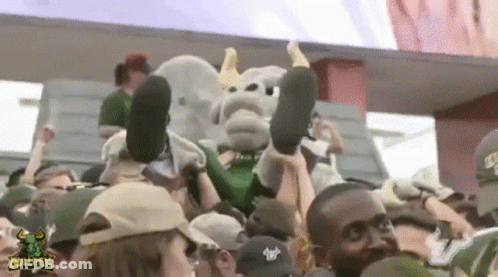 Bullpen Mascot Held Up By Crowd GIF