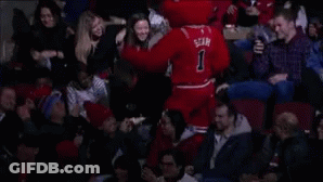 Bulls Mascot Dancing In Stands GIF