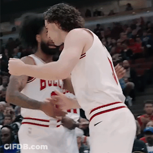 Bulls Player Hugs Another Player GIF