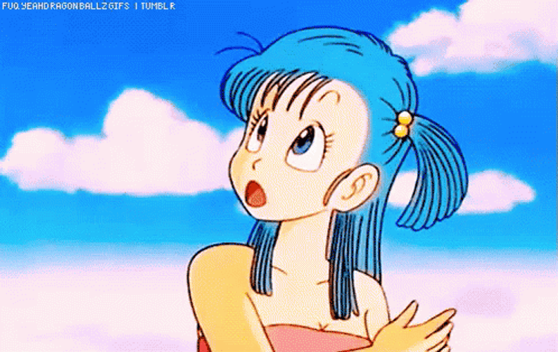 Bulma Flipping Hair While Thinking GIF
