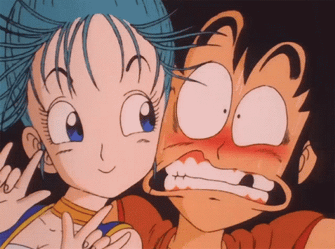 Bulma Funny Goku Blushing GIF