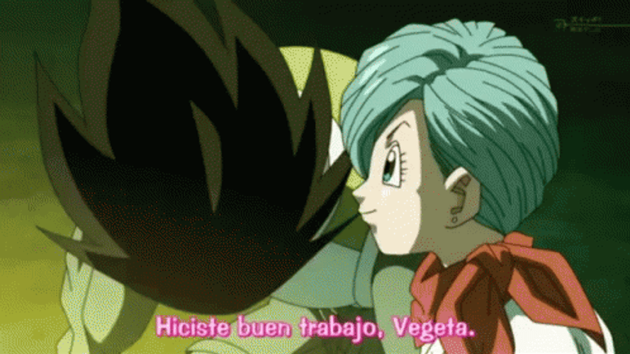 Bulma Kissing Vegeta Cheeks GIF