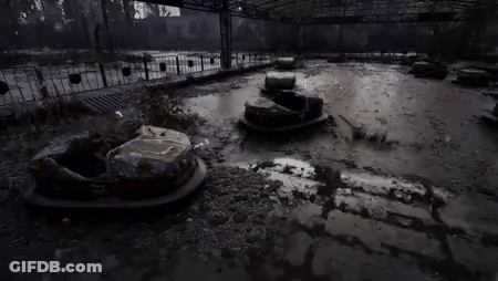 Bumper Cars On Dirt Road GIF