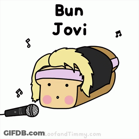 Bun Jovi Cartoon With Microphone And Headband GIF