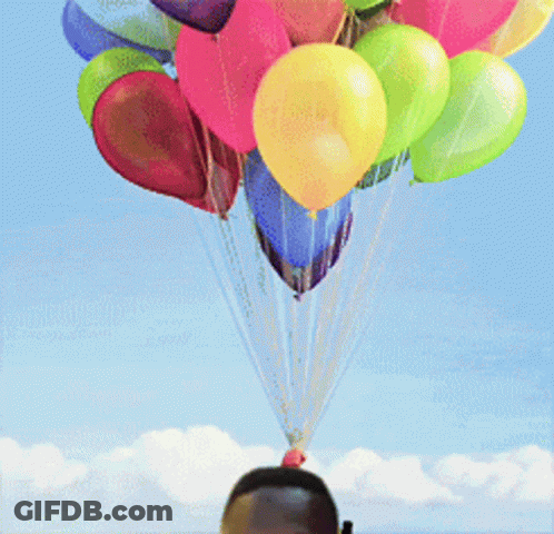 Bunch Of Balloons Hanging From String GIF