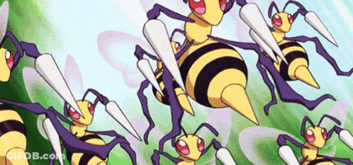 Bunch Of Bees Flying In Cartoon GIF