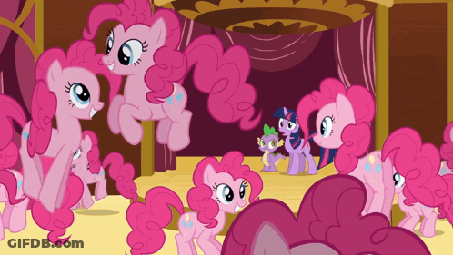 Bunch Of Pink Ponies Standing Together GIF