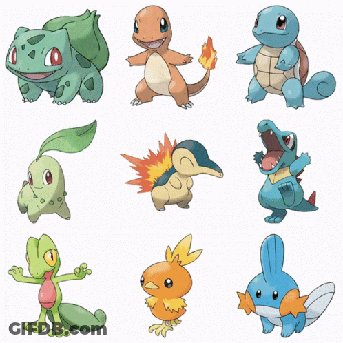 Bunch Of Pokemon Including Turtle And Frog GIF