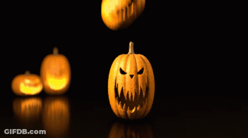 Bunch Of Pumpkins Laying On Table GIF