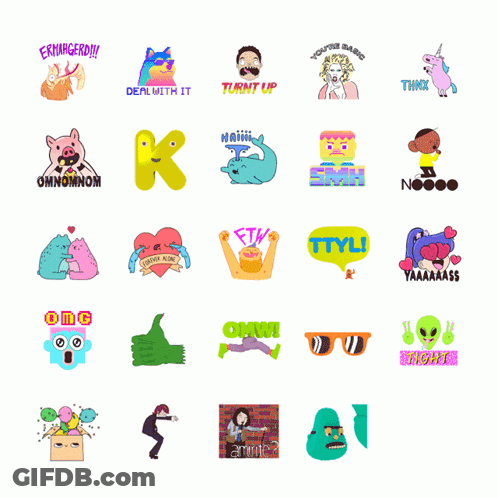 Bunch Of Stickers With Cool GIF