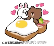 Bunny And Bear Kissing On Toast GIF