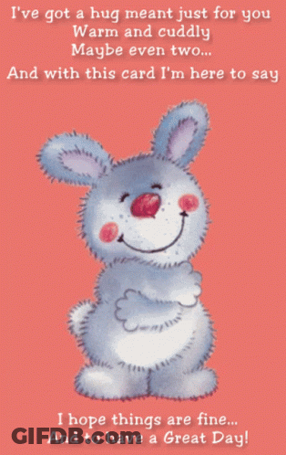 Bunny Card Saying Warm And Cuddly GIF