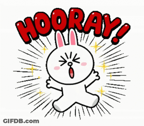 Bunny Cartoon Saying Hooray GIF