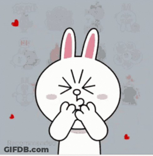 Bunny Covering Face With Hearts GIF