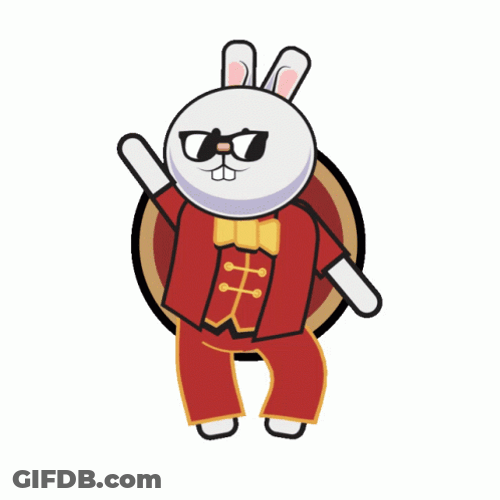 Bunny Dancing In Red Suit GIF