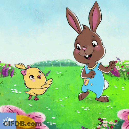 Bunny Dancing With A Chick GIF