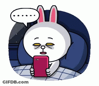 Bunny Holding Cell Phone With Speech Bubble GIF