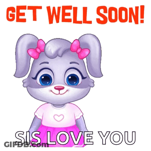 Bunny Holding Flowers Says Get Well Soon Sis Love You GIF