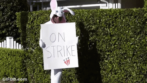 Bunny Holding On Strike Sign GIF