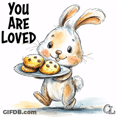 Bunny Holding Plate Of Cookies You Are Loved GIF