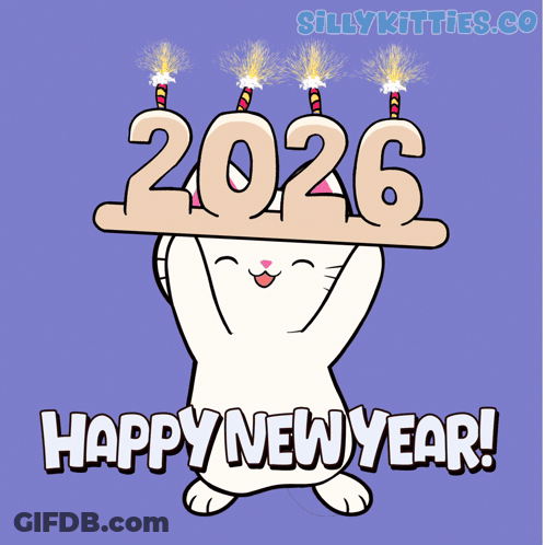Bunny Holding Sign Saying 2026 Happy New Year GIF