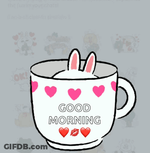 Bunny In Cup Saying Good Morning GIF