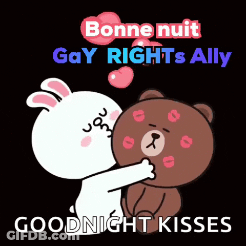Bunny Kissing Teddy Bear Goodnight GIF