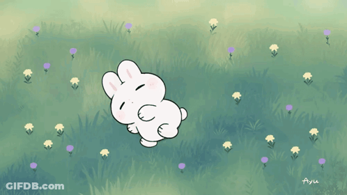 Bunny Laying In Grass Ayu GIF