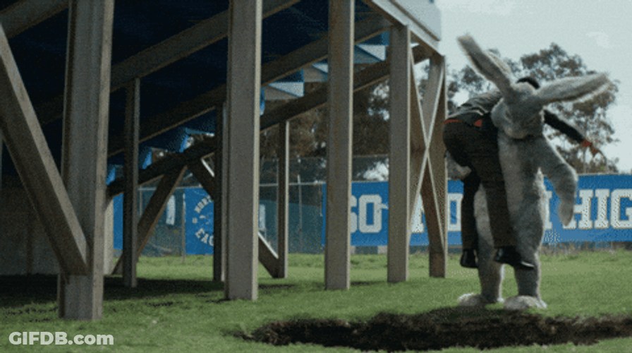 Bunny Mascot Drop Kick GIF
