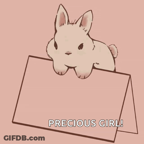 Bunny Rabbit Holding Good Luck Card GIF