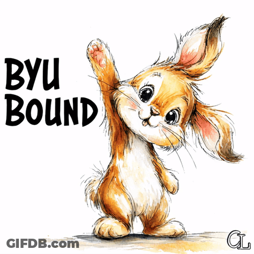 Bunny Rabbit With BYU Bound Above GIF