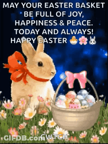 Bunny Rabbit With Easter Eggs GIF