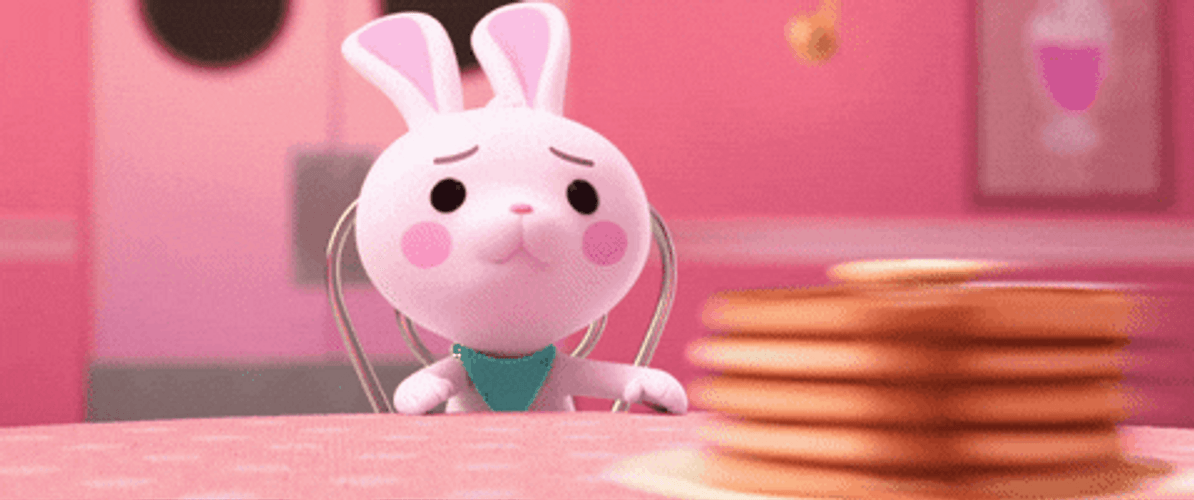 Bunny Swallowing Breakfast GIF