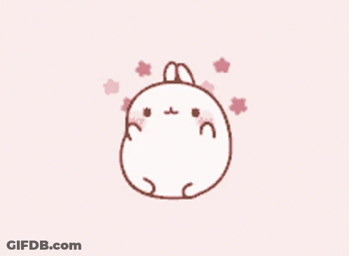 Bunny With Flowers On Pink Background GIF