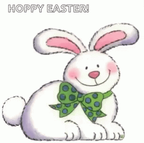Bunny With Green Tie Good Morning Happy Easter GIF