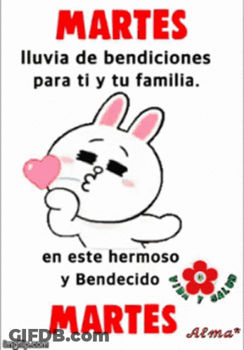 Bunny With Heart Martes Lluvia De Bendiciones Para Ti Y Tu Familia GIF
