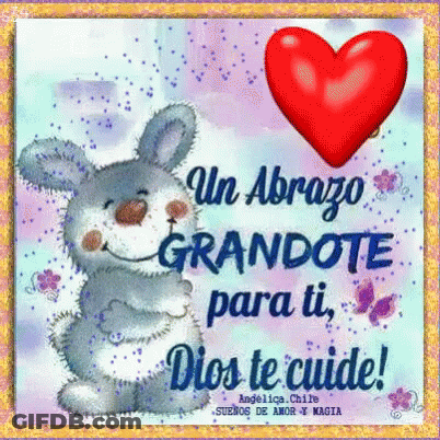 Bunny With Heart Un Abrazo Grandete Para Ti Dios Te Cuide GIF