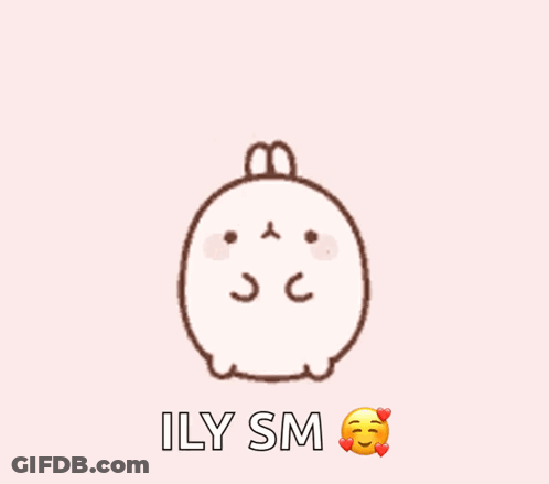 Bunny With Hearts On Head Saying ILY SM GIF