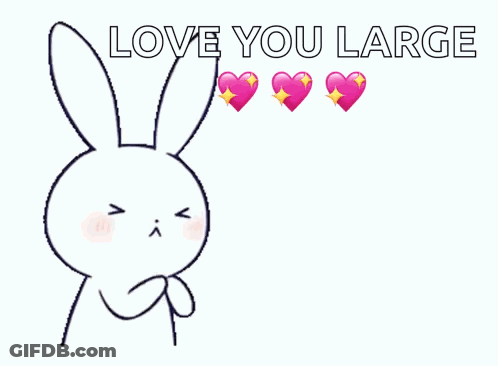 Bunny With Hearts Saying Love You GIF
