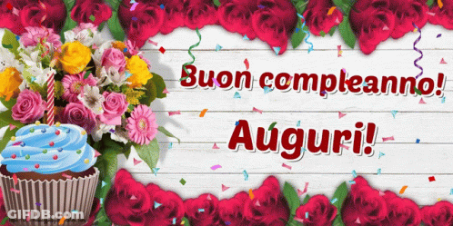 Buon Compleanno Auguri Birthday Card With Cupcake GIF