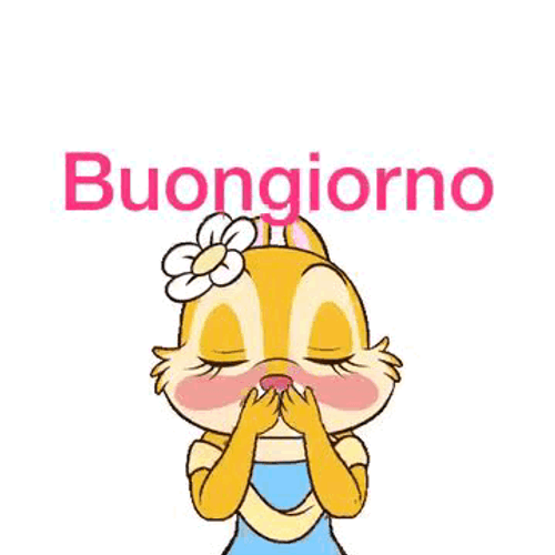 Buongiorno Animated Squirrel Blowing Heart Kisses Digital Design GIF